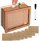 GWHOLE Spardose aus Holz 5000€ Ziel Retro Sparbüchse Aufbewahrungsbox Sparbox mit Zahlen Ankreuzen Sparschwein Fortune Box Wiederverwendbare Spardose mit Sparziel 14,5 x 20 cm, Marker und 8 Aufklebern