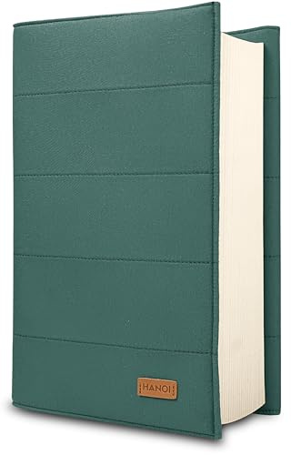 HANOI Collection® Funda para libros de lectura ajustable acolchada. Funda de libro acolchada grande. Funda libro, Cubierta para libros, Funda para tapa de libros (Verde oscuro, Pequeño)