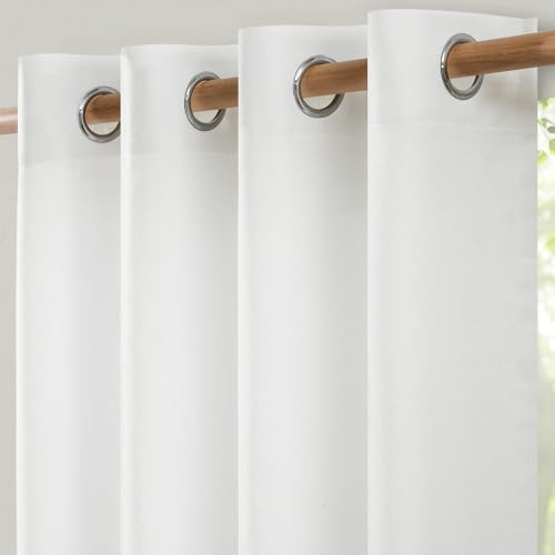 Softalker Cortinas de lino de 250 cm de largo con ojales, color blanco, para salón, modernas, 300 cm, extraanchas, para separadores de espacios, semitransparentes, cortinas para dormitorio, cortina