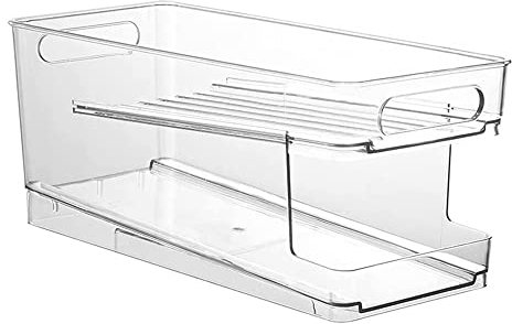 Dispensador de latas para frigorífico de 2 niveles, para 10 latas, organizador para frigorífico, latas de plástico plegable, organizador para latas de bebidas (250 ml/330 ml) latas de cerveza de