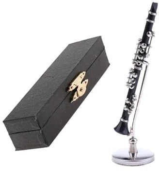Coffrets De Figurines D'instruments De Musique Modèle Miniature De Clarinette en Cuivre avec Étui Rangement