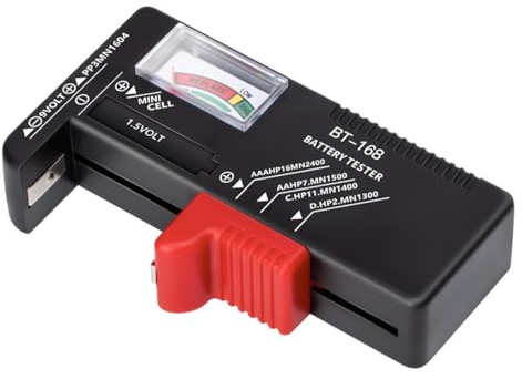 Gurtt Batteritestare för AA, AAA, C, D, 9 V och 1,5 V knappceller, batterimätare för hemmabruk och professionell användning