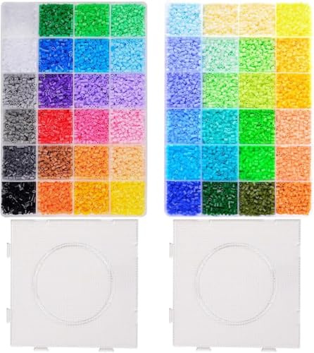 24 000 st Mini strykpärlor, BetterJonny 48 färger sorterade strykpärlor med 2 plattor 2,6 mm i stor sorteringslåda, kreativt DIY-bastelset för vuxna och handarbetsfans