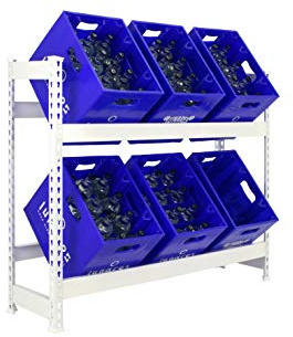 Drinks crate rack 1000 x 1010 x 300 mm, 2 levels, 100 kg load capacity / level, white