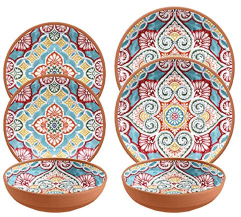 Auntie Morags Purely Home Rio Corte - Outdoor/Camping/BBQ Dinnerware Plastic/Melamine Sets (6)