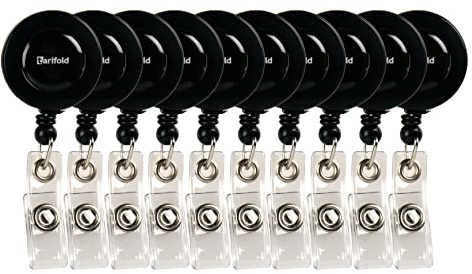 Djois 200518- Lot 10 Porte Badge Enrouleur Rétractable Black Line -60cm - avec Clip Ceinture- Noir (Lot 10 pcs)
