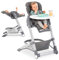 hauck Baby Hochstuhl Grow Up mit Liegefunktion ab Geburt - Babystuhl mit Tisch, Rollen, klappbar, mitwachsend und höhenverstellbar - Grau Melange