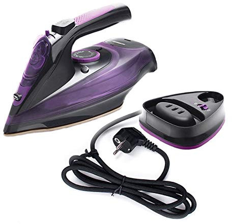 Hierros,Entweg Plancha inalámbrica,plancha de vapor de 2400 W,plancha de vapor ligera para la ropa,plancha de vapor para el hogar con suela antiadherente,plancha antigoteo,sistema de control de vapor,