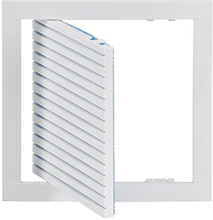 Blanco 200x200 mm Rejilla de Ventilación con Sistema de Puerta y Filtro Integrado