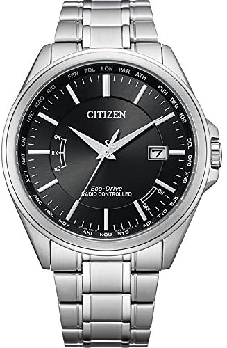 CITIZEN Herren Analog Quarz Uhr mit Edelstahl Armband CB0250-84E, Schwarz
