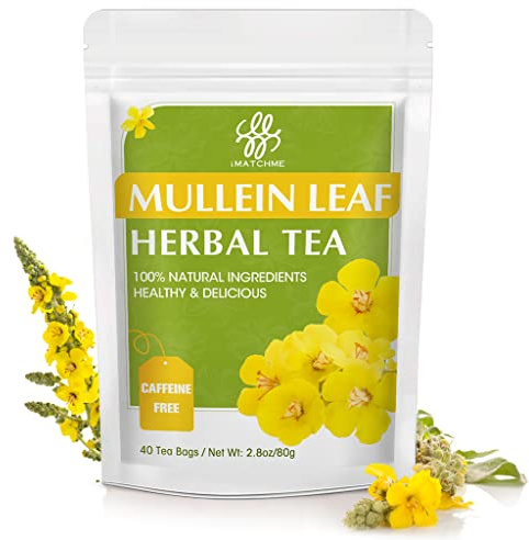 Mullein Leaf Tea - Respiratory and Lung Cleanse Herbal Tea, Caffeine Free, 40 Tea Bags
