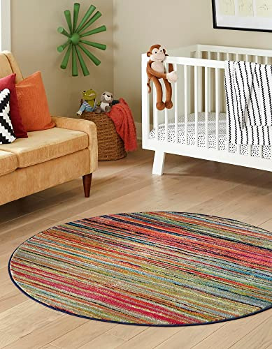 Unique Loom Azalea Collection Area Rug - Kehr (Round 3' 0 x 3' 0, Turquoise/Teal)