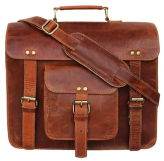 Jaald 33 Cm Echt Leder Laptoptasche Umhängetasche Reisen Schultertasche Kuriertasche Fahrradtasche Schultasche Vintage Herren Damen Geschenk Groß Leather Messenger Bag