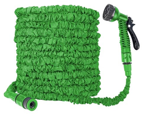 Expandable Garden Hose Pipe,Weather Resistant Durable Hose, Premium Expandable Garden Hose - Flexible and Lightweight with 7 Function Spray Nozzle - Anti Leak, Kink Free, HIGH Pressure (50FT, Green)