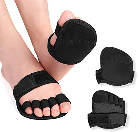 Xemz Metatarsal Foot Pads, 1 Pair Toe Straightener Splint Open Five-Toes Socks Forefoot Pads, Non-Slip Ball of Foot Cushions Toe Supports for Overlapping Toes Crooked Hammer Toes Hallux Valgus (S)