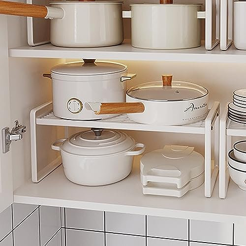 HQahnekme Mensole Cucina,Cucina Organizer con tappetino antiscivolo,Organizzatore della per cucina/bagno/piano tavolo/credenza. (white)