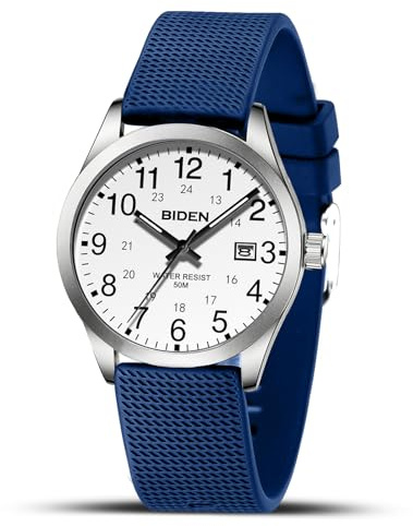 LN LENQIN Orologio da Uomo Analogico al Quarzo Impermeabile | Cinturino silicone 20 mm, quadrante luminoso, cassa 40 mm, impermeabile 3 ATM, con data, per casual, business e sport