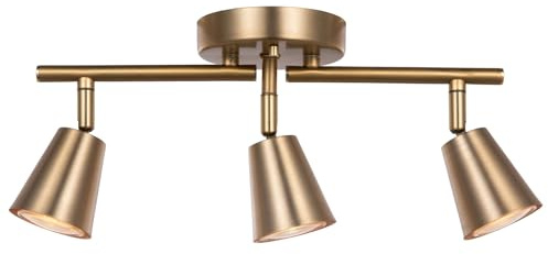 CRAFTRONOS 3 Light Track Lighting Kit, Matte Brass Finish Adjustable Flexibly Rotatable Light Head Modern Ceiling Spot Light for Kitchen,Bedroom,Living Room