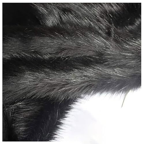 Dicker 150x50cm Langer Flor 60mm Kunstpelz Stoff Für Polster DIY Basteln, Soft Fake Plüsch Pelz Luxus Shag Stoff Für Kostüme Mantel Cosplay Ohr Fursuit Teppiche Requisiten Hintergründe(Color:SCHWARZ)