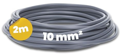 Kalitec Câble de câblage H07V-K 10 mm² gris - 2 m - Flexible - Toron 10 mm² - Câblage à fils fins