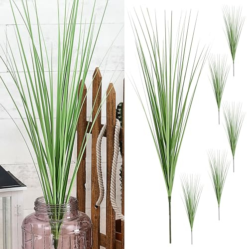 Cepewa Gräsgrenar, set om 6 | 10 x 60 cm plast ljusgrön vit | konstgjord växt prydnadsgräs med snöre (1 x set med 6 gräsgrenar 100 cm)