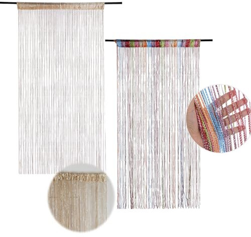 Vasemele 2 Stück 200 X 100cm Fadenvorhang Insektenschutz Balkontür Fliegen Für Türen Vorhang Terrasse Türvorhänge Fliegenvorhang Terrassentür Für Hochzeit, Café, Restaurant, Türen, Fenster