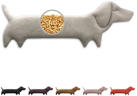 LESCHI Cuscino cervicale termico per microonde, 100% cotone e grano biologico, cane grigio, cuscino riscaldante ideale come fonte di calore in inverno e per alleviare tensioni a spalla schiena collo