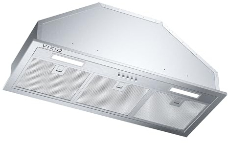 VIKIO HOME Range Hood Insert 30 Inch 900 CFM, 5-Layer Aluminum Mesh Filter, Ducted/Ductless Stainless Steel Built Kitchen Vent, 3-Speed Push Button Controls&LED Lights