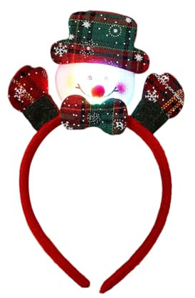 Diademas navideñas iluminadas con luces LED diadema navideña diademas con temática navideña diadema navideña de Papá Noel muñeco de nieve reno accesorios para el cabello para decoración de f