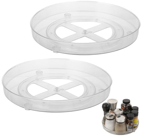 Flearitzo 2 Stück Lazy Susan Drehteller Organizer 360° Drehbarer Gewürzregal für Kühlschrank, Küche, Speisekammer & Schrank – Kühlschrank Drehteller 27+23,5 cm