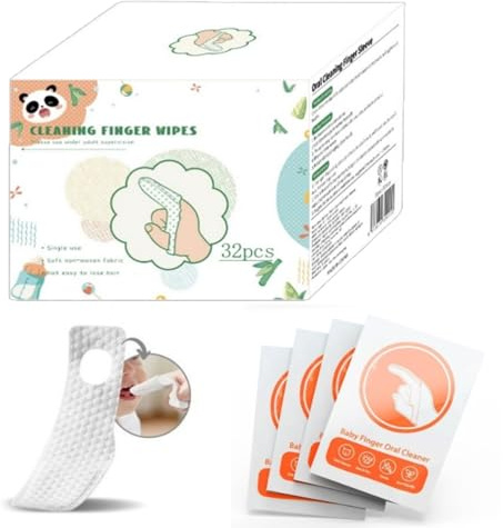 Hranio Finger Tooth Brushing Tongue Cleaner Baby Toothbrush 6 to 12 Months Finger Tooth Brushing Dry Wipes for Baby Wipes Toddles 32Pcs Infant Toothbrush Mouth Cleaner for 0-36 Month