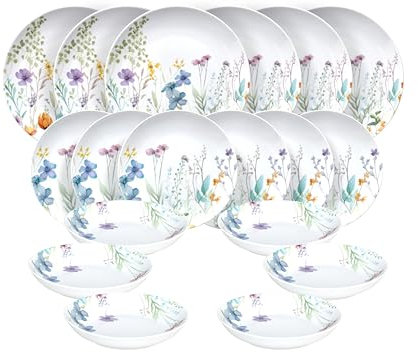 Tognana Florenne, service de vaisselle 18 pièces pour 6 personnes, porcelaine, multicolore
