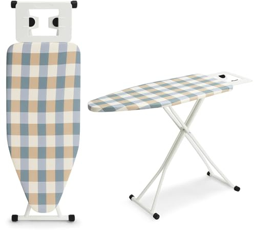 CROWNSHOP Ironing Boards 110X38X64-77CM 6 Adjustable Heights Non-Slip Rubber Feet Cotton Cover with Iron Rest TopIron Board Universal Extra Wide Lightweight Iron Board Rack (Yellow-green)