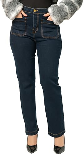 Womens Straight Leg Jeans Ladies Regular Fit Denim – Classic Comfortable Everyday Jeans (UK, Numeric, 12, Regular, Regular, Indigo)