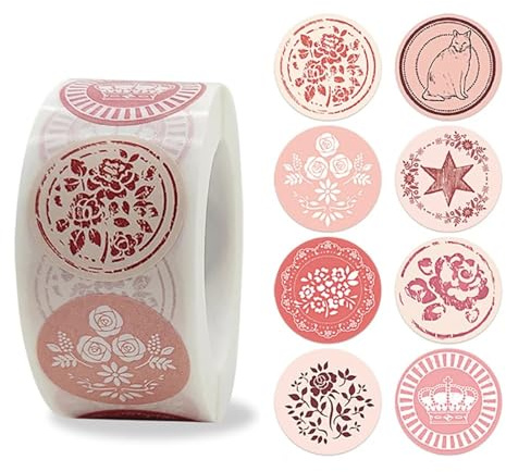 100–500 st etiketter rulle blomma tackklistermärken scrapbooking för presentdekoration brevpapper klistermärke försegling etikett handgjord (YH384–500 st)