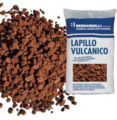 BERNARDELLI – Lapillo Volucanico marrone per aerazione drenaggio e decorazione di arredo esterni, vasi e fiorere - Sacco da 33 lt