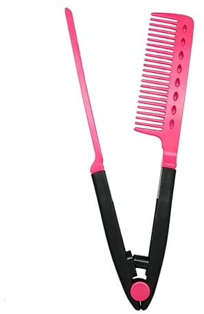 Peine para alisar el cabello con mango, en forma de V, plancha de división para el cabello, plancha de pelo con peine alisador para cabello liso, para viajes, vacaciones, viajes y citas en hoteles