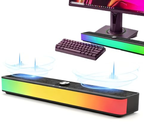 Altoparlanti RGB Per PC - Portatile Basso Potente - Altoparlante Portatile Senza Fili Per Giochi PC E Televisione | per Casa, Desktop, Festa, Natale, Stanza, Patio, Auto, Telefono, Musica, Teatro, Stu
