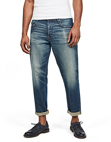 G-Star Para Hombre Jeans Morry 3D Relaxed Tapered Selvedge, Azul (faded pacific destroyed D15386-B454-B160), 29W / 34L