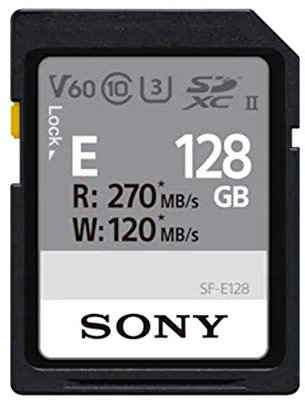 Sony 128GB SF-E Series UHS-II U3 V60 Sdhxc Digital Memory Card - Read 270MB/S Write 120MB/S SFE128