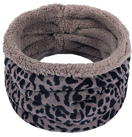 Lazzboy Unisex Patchwork Leaf Neck Warmer Fleece Strickschal Schal Damen Loop Halstücher Winter Schalhals Kragenset Schlauchschal Rundschal Wärmeren Dicken Hals(Braun)