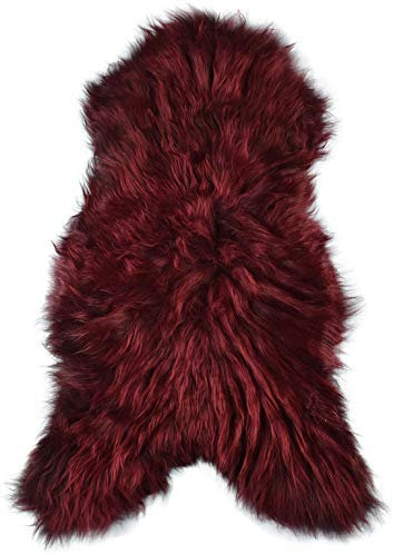 generisch Island Lammfell Merlot dunkel Rot Langwollig 100 x 60 cm Schaffell von KUHFELLE online