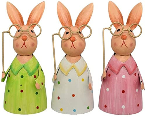 ETC Zaunhocker Hase mit Brille Metall bemalt Preis für 1 Stück, ca. 12 x 11 x 24 cm, 238175