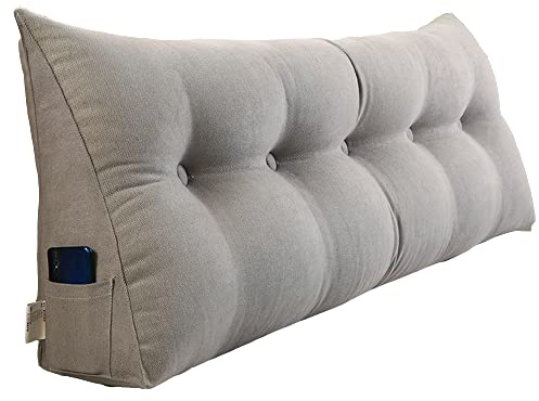 Ryggstödskudde triangulär sänggavel kudde stödkudde | 120x50x20cm, stor dubbel läskudde för dagbädd, kil dagbädd kudde, med avtagbart överdrag