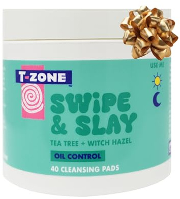 T-Zone Tea Tree & Witch Hazel Biodegradable Cleansing Pads (40 Pads) - Stocking Filler - Instantly Remove Dirt, Oil & Makeup, Unclogs Pores, Promotes Clearer Skin & Kinder to Planet