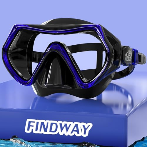 Findway Taucherbrille Erwachsene, Tauchermaske für Herren Damen Teenager, Verstellbares Silikonband Schnorchelmaske mit HD Gehärtetes Glas Anti-Leck Schwimmmaske,für Tauchen, Schnorcheln und Schwimmen