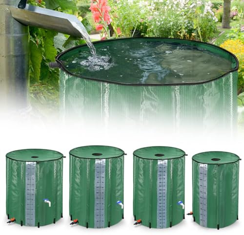 TRMLBE Récupérateur d'eau de Pluie 500 litres Réservoir d'eau de Pluie Pliable avec Vanne de Vidange Cuve de Stockage d'eau Citerne Eau de Pluie
