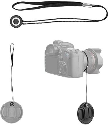 zalati Lot de 6 sangles élastiques pour bouchon d'objectif avec dos autocollant pour la plupart des appareils photo