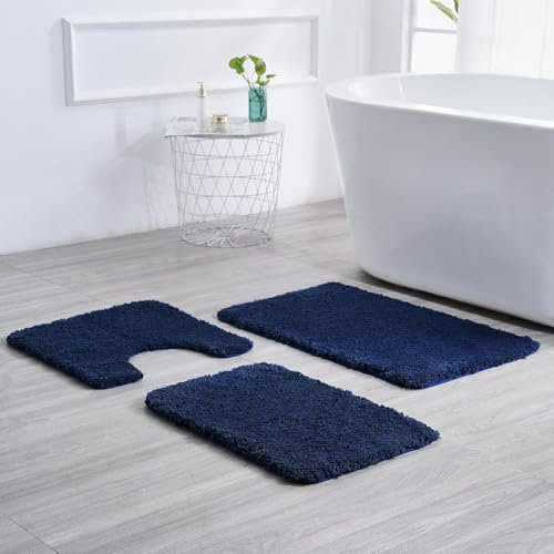 Sentidos rutschfeste Badematte, Weich, Wasserabsorbierend, Maschinenwaschbar, Ideal für Badewanne, Dusche und Küche, 60x100 cm - Marineblau