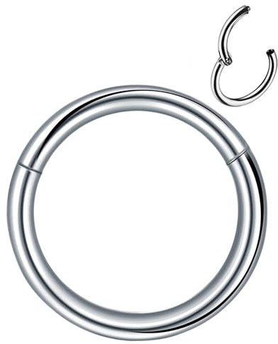 Medinah Nasenring Piercing Chirurgenstahl Piercing Ring helix piercings– Universal septum piercing für Septum, Nase, Lippe, Ohr –Nasenring| 0,8 mm Stabstärke | 6 mm Innendurchmesser, Silber